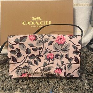 Coach Sleeping Pink Rose Crossbody/Wallet/Clutch